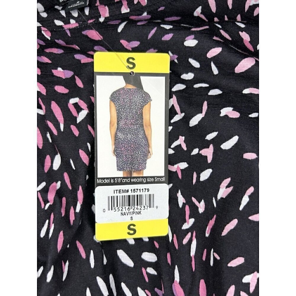Nicole Miller Short Side Knot Dress Womens Small Dark Navy Modest Classic Pretty - Picture 4 of 12